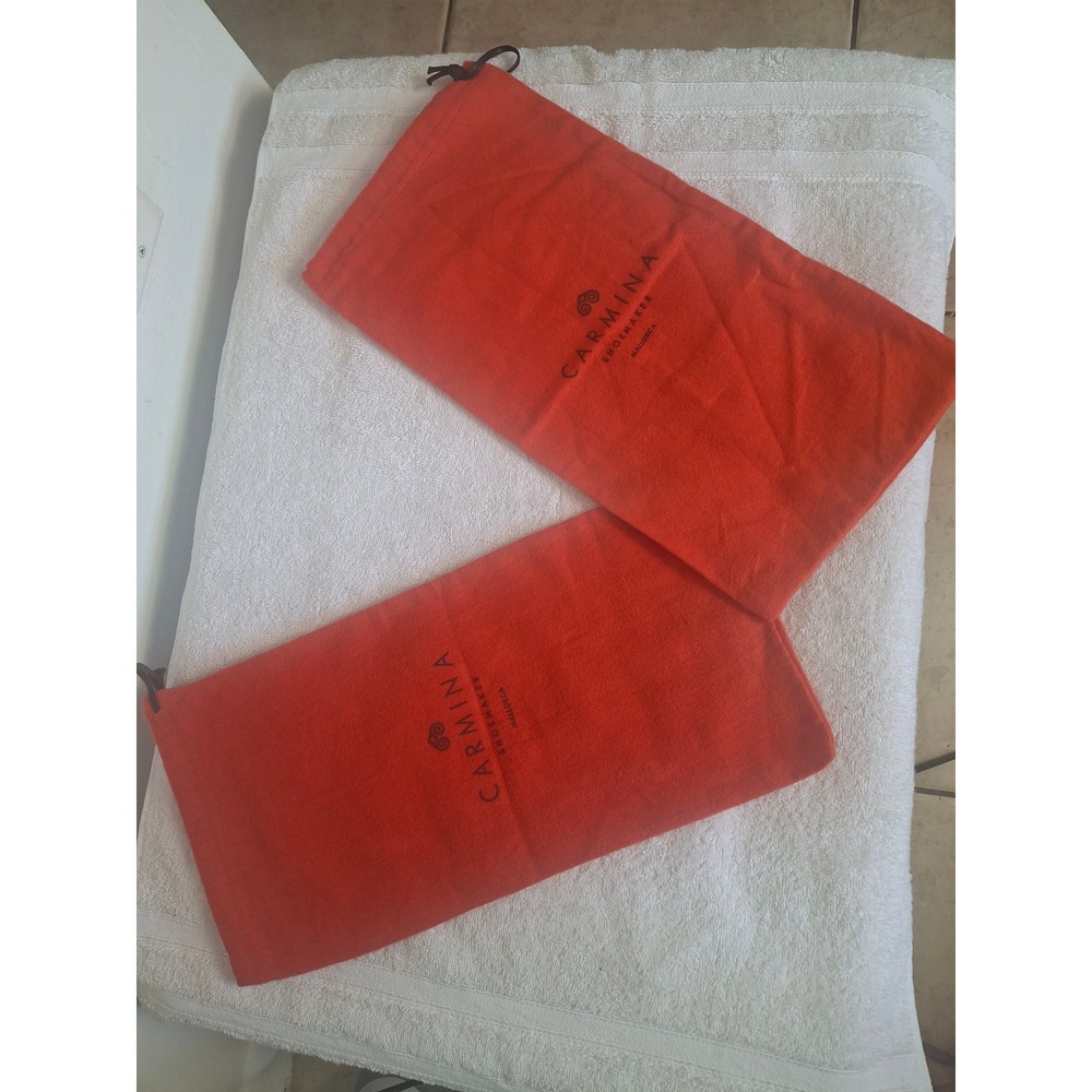 Carmina Shoemaker Mallorca Red Flannel Shoe Dust Bags Set of 2 Drawstring - Picture 1 of 4